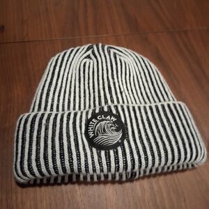 White Claw Black & White Striped Knit Cuffed Beanie